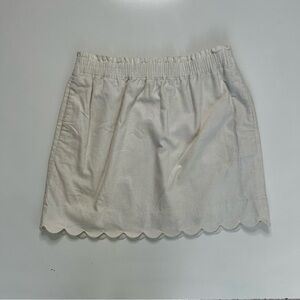 J Crew Women’s Ivory Scallop Hem Elastic Waist Lined Cotton Linen Skirt Size 14